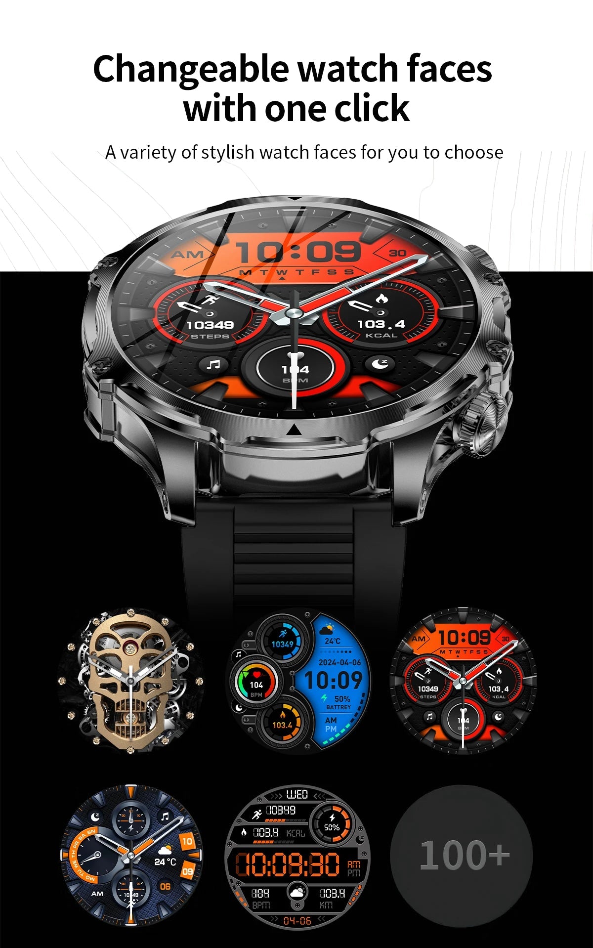 AK75 Smart Watch Flashlight Men Outdoors Sports Fitness Tracker 700mah ...