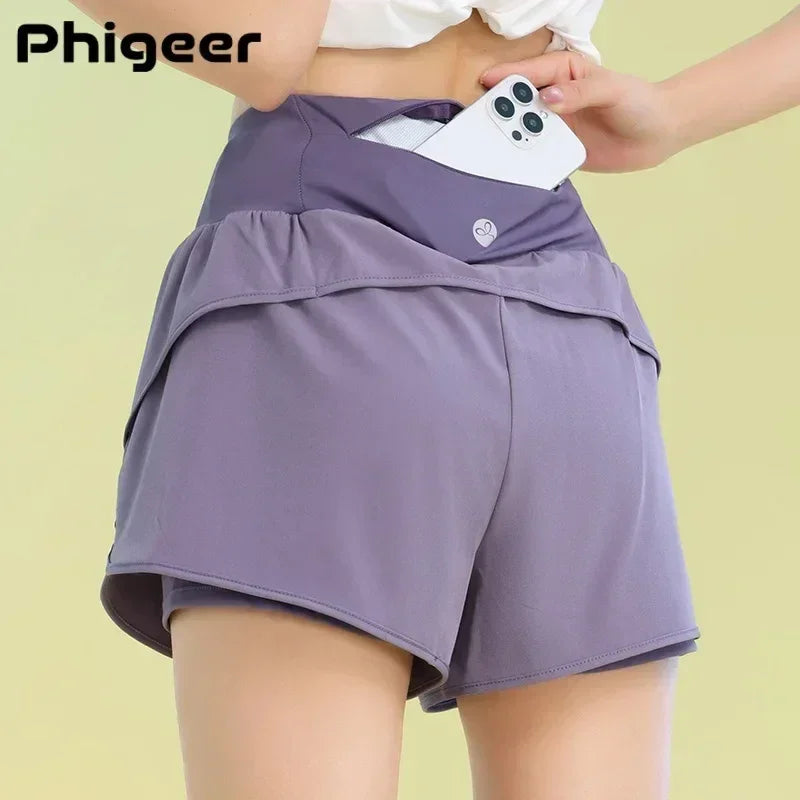 PHIGEER Women’s Lightweight Yoga Shorts