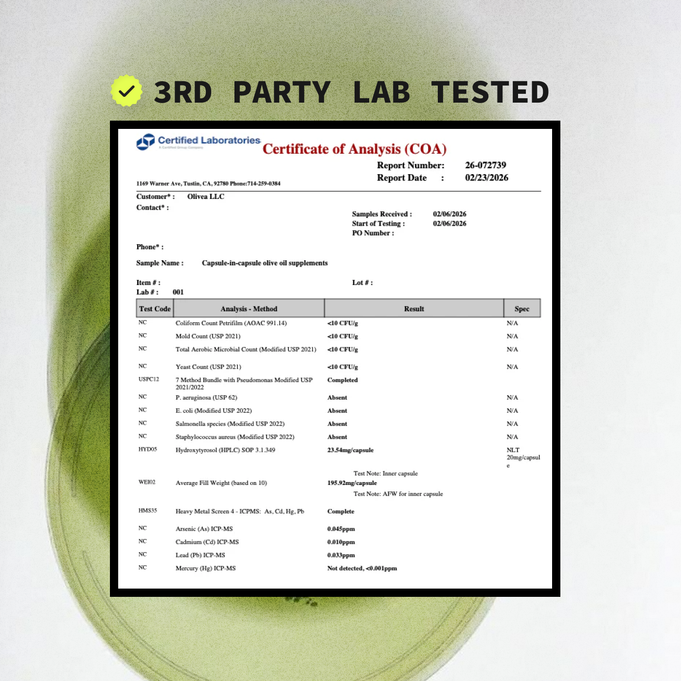Olivea Hydroxytyrosol Supplement
